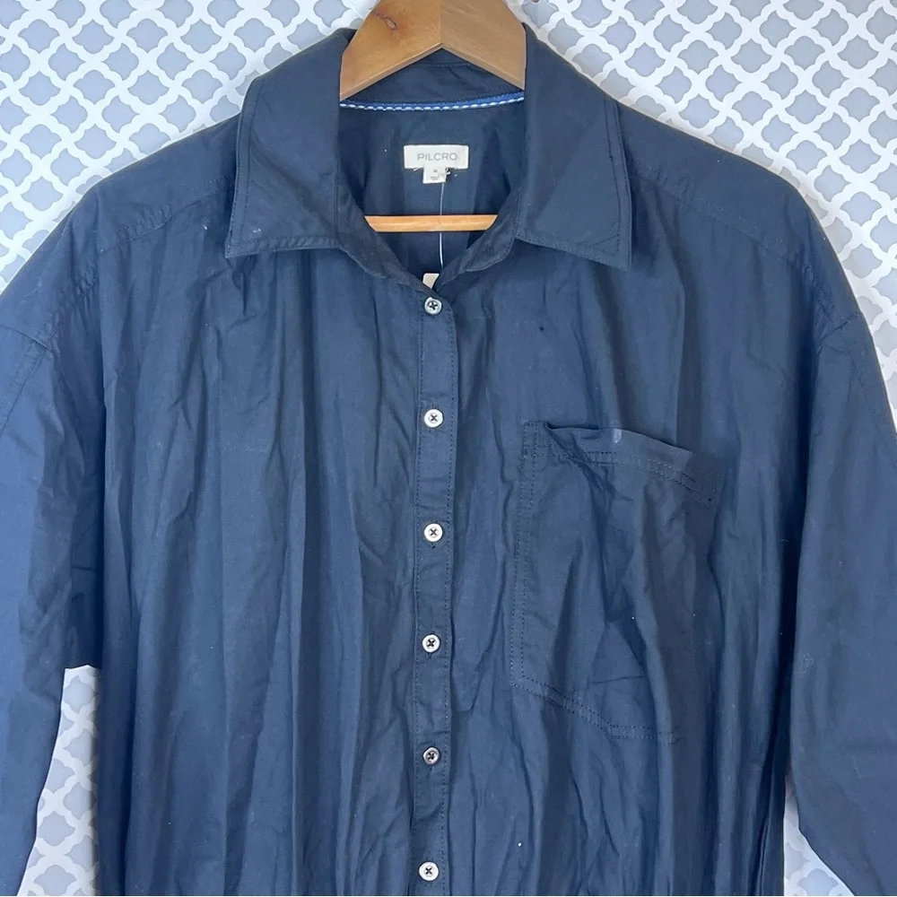 NWT Anthropologie Pilcro Black Long-Sleeve Belt-Waist Blouse - Picture 3 of 13